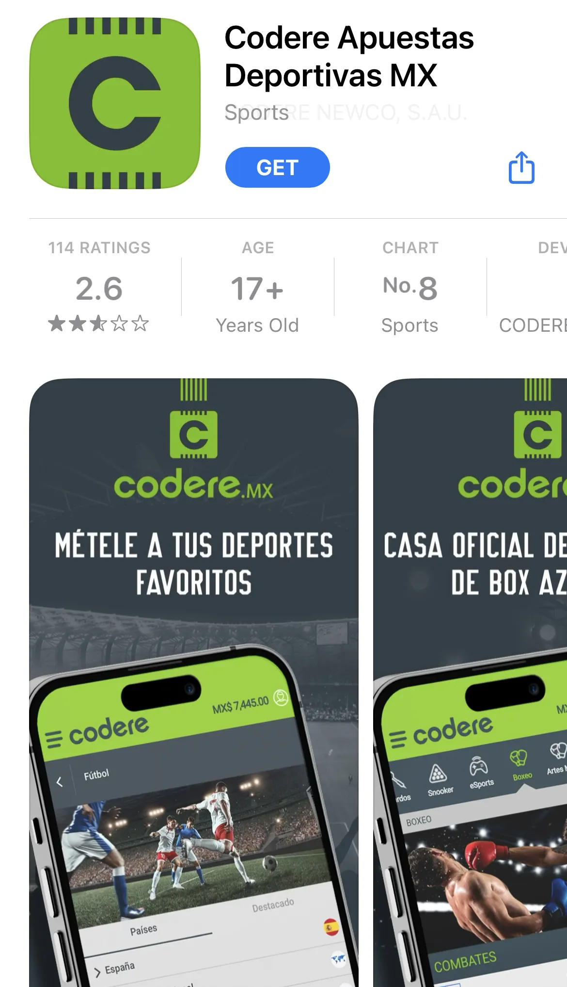 Codere app store