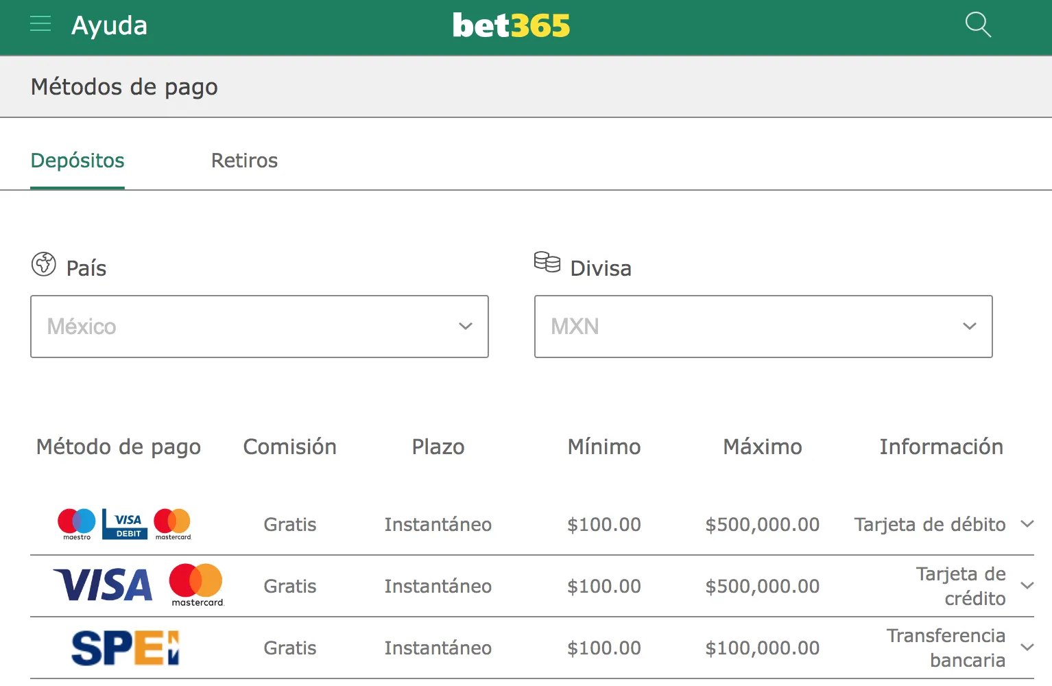 Bet365 transferencia bancaria SPEI