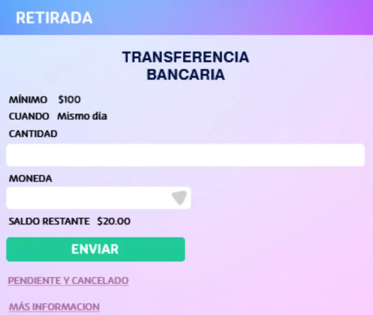 Retiros PlayUZU por transferencia bancaria