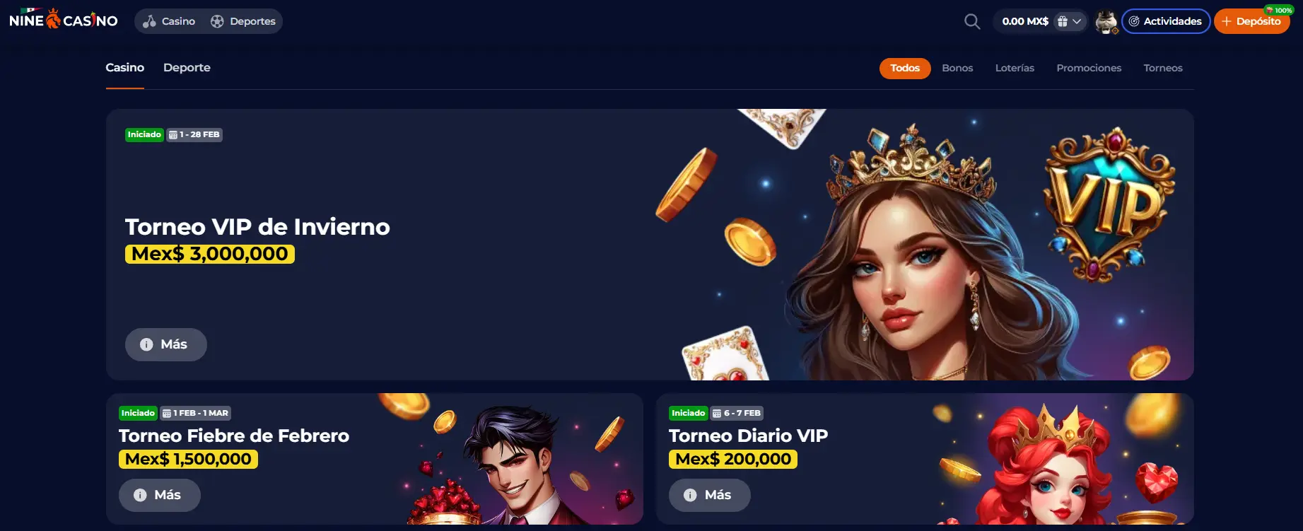 Bonos y promociones de Nine casino