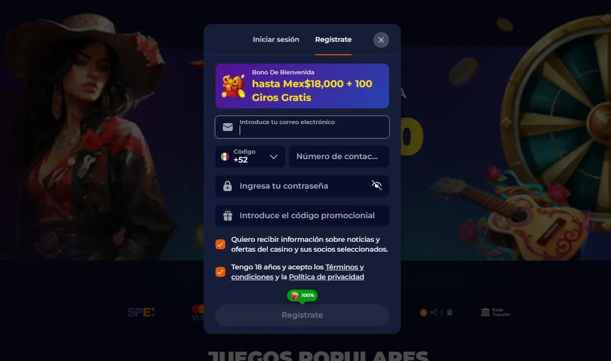 Registro y acceso en Nine Casino México 